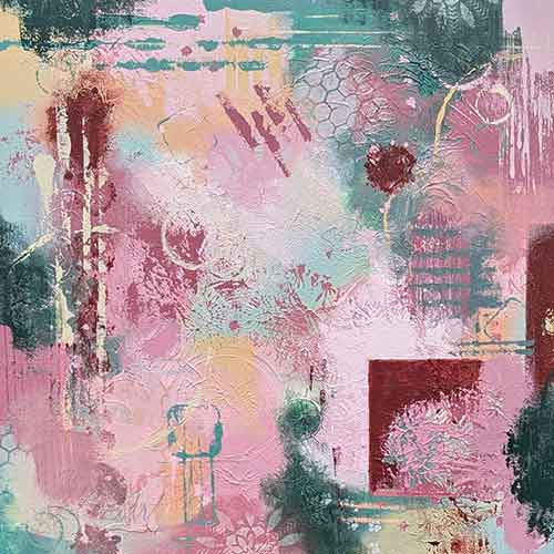 abstract in a variety of pink, cream, and bluish-green